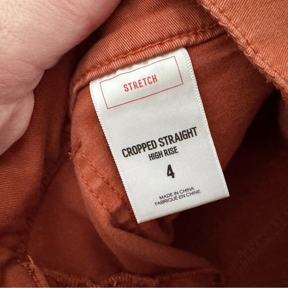 Express Cropped Straight High Rise Jeans‎ Women's Sz 4 Orange Rust Tapered Retro - Picture 13 of 14